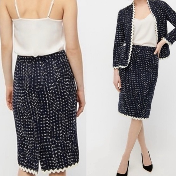 J Crew No. 2 Pencil Skirt in Navy Spotted Tweed Women’s 8 - Picture 2 of 13